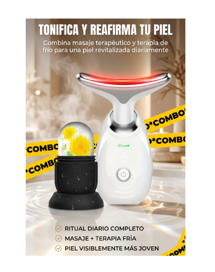 Masajeador Facial Antiedad + Molde de Hielo Facial Reafirmante
